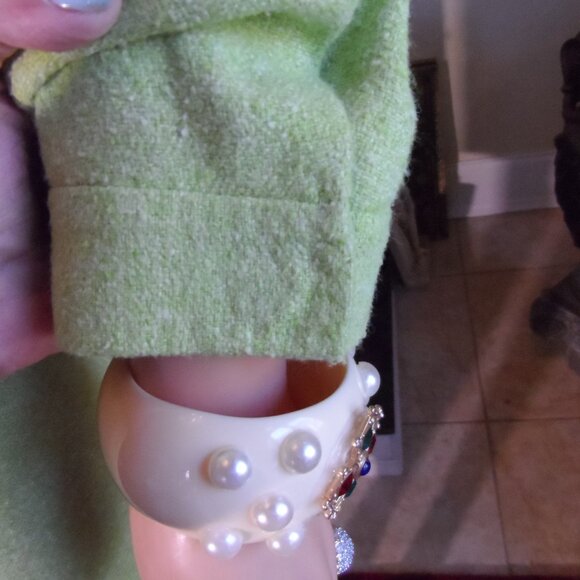 Dolce&Gabbana Light Green Tweed Textured 100% Silk Skirt Suit Size IT 46 - US 10 - Picture 8 of 16